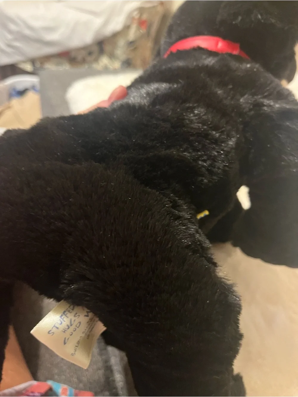 Build-A-Bear Black Labrador Retriever Plush Dog w/ Denim Dress Collar & Name Tag